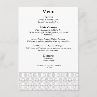 Elegante zwart-wit Art Deco-stijl Menu