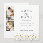 Elegante Zwart Wit Boho Fotocollage Wedding Save The Date (Voorkant / Achterkant)