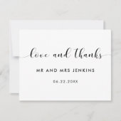 Elegante zwart-wit bruiloft bedankkaart (Voorkant)