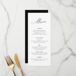 Elegante zwart-wit bruiloft menu