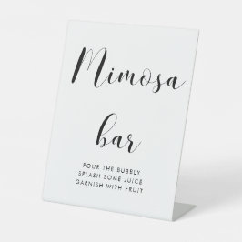 Elegante zwart-wit bruiloft Mimosa Bar Reclamebord Met Voetstuk
