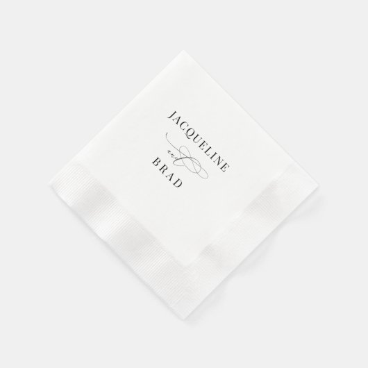 Elegante zwart-wit bruiloft munten servet (Hoek)