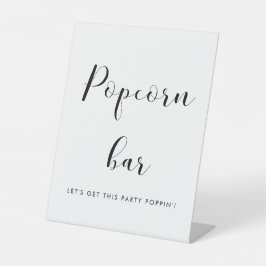 Elegante zwart-wit bruiloft Popcorn bar Reclamebord Met Voetstuk