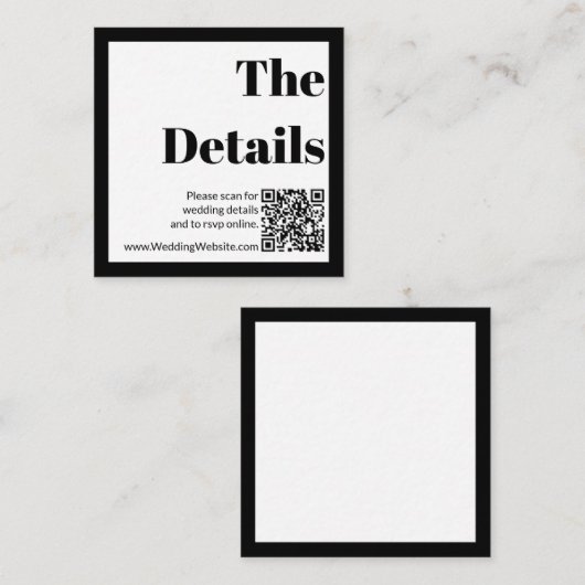 Elegante zwart-wit bruiloft QR-code Informatiekaartje (Voorkant / Achterkant)