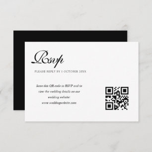elegante zwart-wit bruiloft QR code rsvp kaart