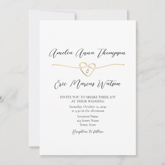 Elegante zwart wit bruiloft QR uitnodiging (Voorkant)