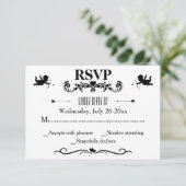 Elegante  zwart-wit bruiloft RSVP kaartje (Staand voorkant)