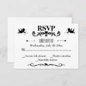 Elegante  zwart-wit bruiloft RSVP kaartje (Voorkant / Achterkant)