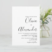 Elegante zwart-wit bruiloft uitnodiging (Staand voorkant)