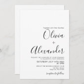 Elegante zwart-wit bruiloft uitnodiging (Voorkant / Achterkant)