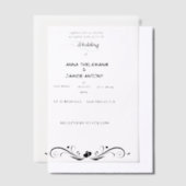 Elegante zwart-wit bruiloft uitnodiging met Cl (Offset)