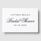 Elegante Zwart-Wit Calligraphy Bruidsborrel Gastenboek (Voorkant)