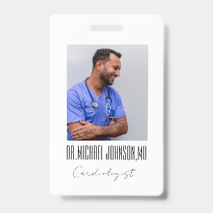 Elegante zwart-wit cardioloog arts foto badge