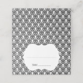 Elegante Zwart Wit Damask Wedding Escort Kaart (Buitenkant ongevouwen)