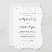 Elegante zwart-wit delicate Stippen bruiloft Kaart (Voorkant)