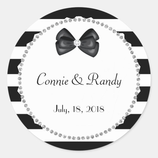 Elegante zwart-wit diamanten bruiloft Sticker (Voorkant)