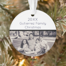 Elegante zwart-wit familiefoto Kerstmis Ornament