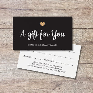 Elegante Zwart Wit Faux Gold Heart Salon Visitekaartje