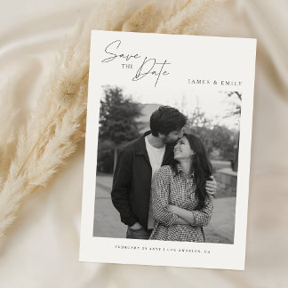 Elegante Zwart-Wit Foto Bruiloft Save The Date