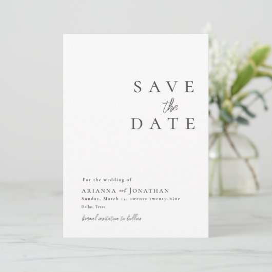 Elegante zwart wit foto collage bruiloft save the date (Staand voorkant)