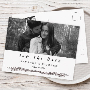 Elegante Zwart-Wit Foto Save-the-Datekaart Aankondigingskaart