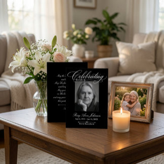 Elegante zwart-wit fotocard voor herdenking kaart