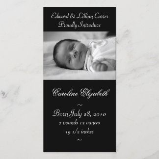 Elegante Zwart-Wit Geboorteaankondiging Baby Aankondiging