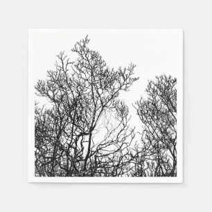 Elegante zwart-wit gedetailleerde boom servet