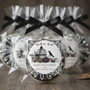 Elegante zwart-wit gotische Happy Halloween Vierkante Sticker