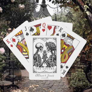 Elegante zwart-wit gotische tarot bruiloft pokerkaarten
