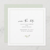 Elegante zwart-wit groen bruiloft save the date (Voorkant / Achterkant)