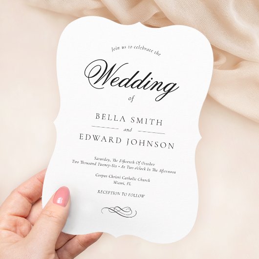 Elegante zwart wit kalligrafie bruiloft kaart