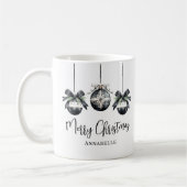 Elegante Zwart Wit Kerstmis Koffiemok (Links)