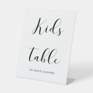 Elegante zwart-wit Kinder tafel Reclamebord Met Voetstuk