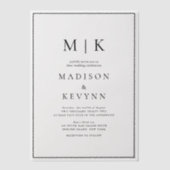 Elegante zwart-wit klassieke bruiloft vellum uitnodigingen (Voorkant)