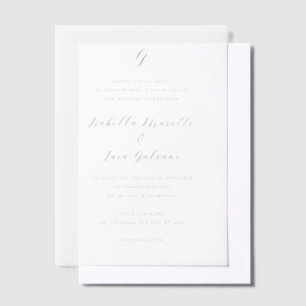 Elegante zwart-wit kust chic trouwdag vellum uitnodigingen