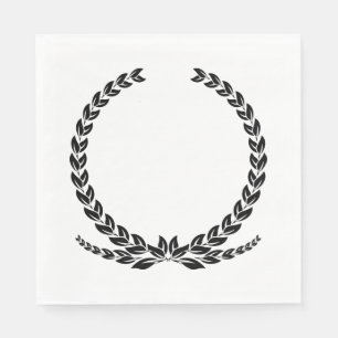 Elegante zwart-wit Laurel Leaf krans bruiloft Servet