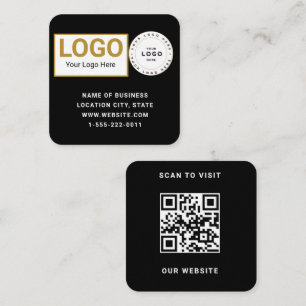 Elegante Zwart Wit Logo QR Code Scan Website Vierkante Visitekaartje