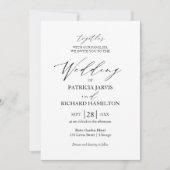 Elegante zwart-wit minimalistische bruiloft kaart (Voorkant)