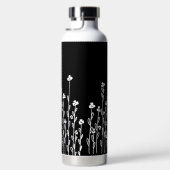 Elegante zwart-wit minimalistische doodle floral waterfles (Rechts)
