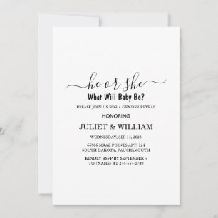 Elegante zwart-wit minimalistische genderonthullin kaart