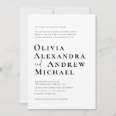 Elegante zwart wit minimalistische script bruiloft kaart (Voorkant)