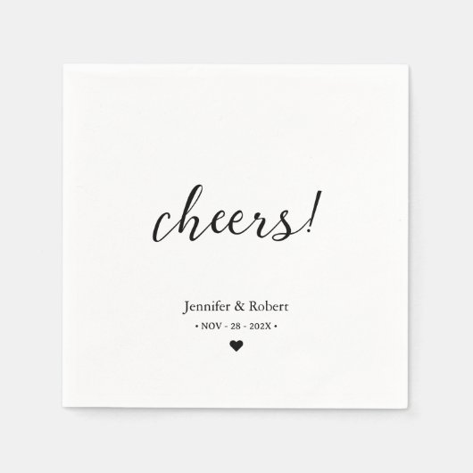 Elegante zwart-wit minimalistische trouw servet (Voorkant)