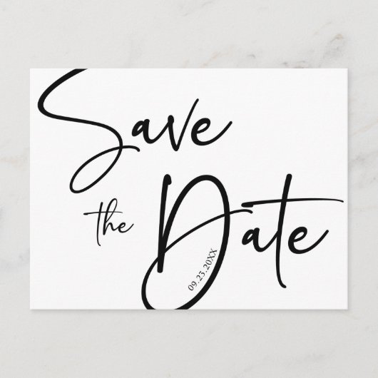 Elegante zwart-wit moderne minimalistische bruilof briefkaart (Voorkant)