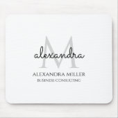 Elegante Zwart-Wit Moderne Monogram Naam Muismat (Voorkant)