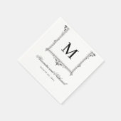 Elegante zwart-wit Monogram bruiloft Servet (Hoek)