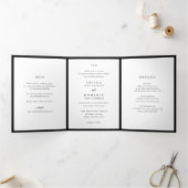 Elegante zwart-wit monogram moderne bruiloft drieluik uitnodiging (Binnen)