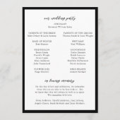 Elegante zwart-wit monogram moderne bruiloft programma (Achterkant)