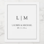 Elegante zwart-wit monogram typografie bruiloft wijn etiket (Enkel label)