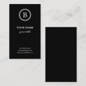 Elegante zwart-wit monogram Visitekaartjes (Voorkant / Achterkant)